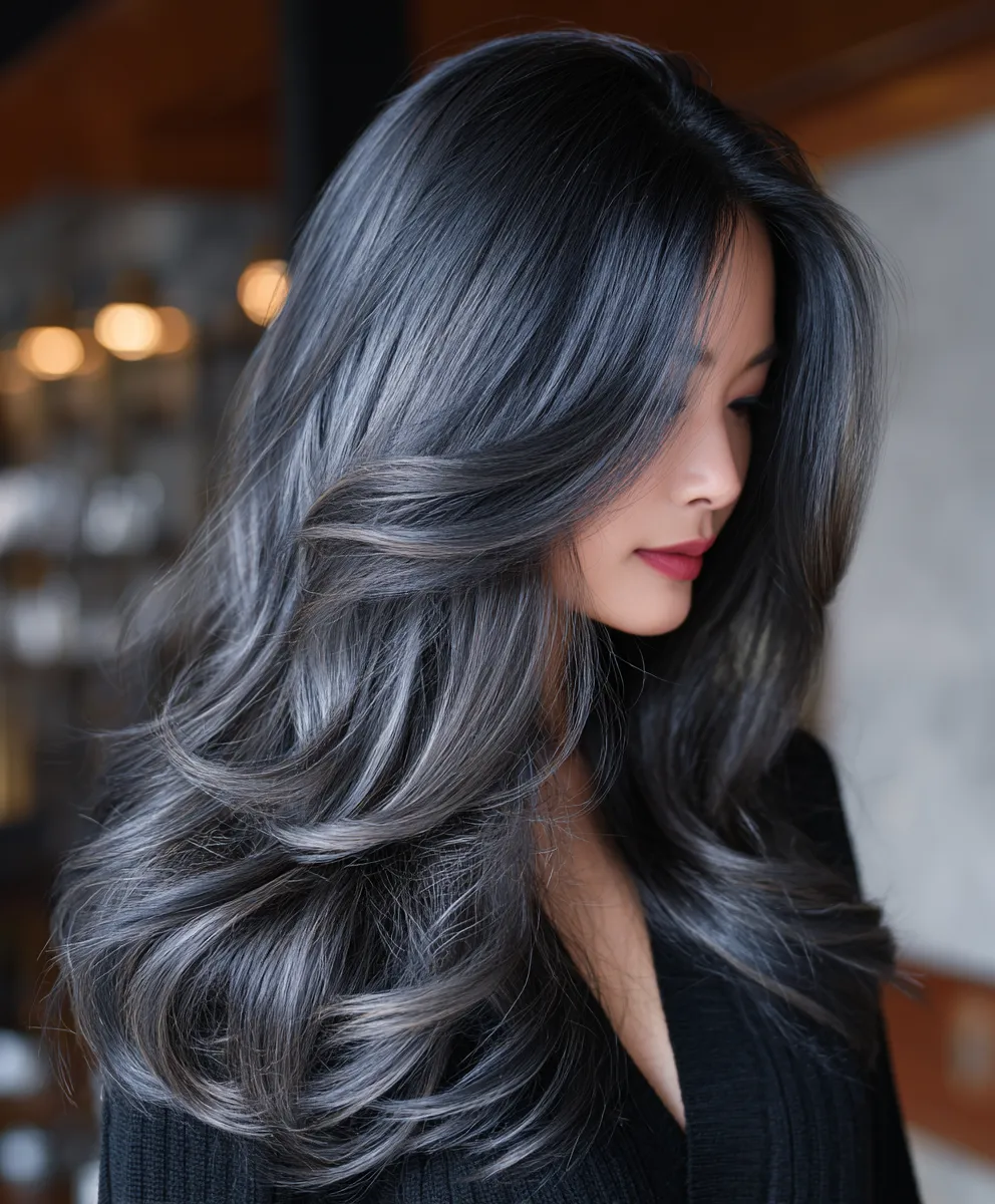 실버 매트 그레이 디자인 염색 시술 결과