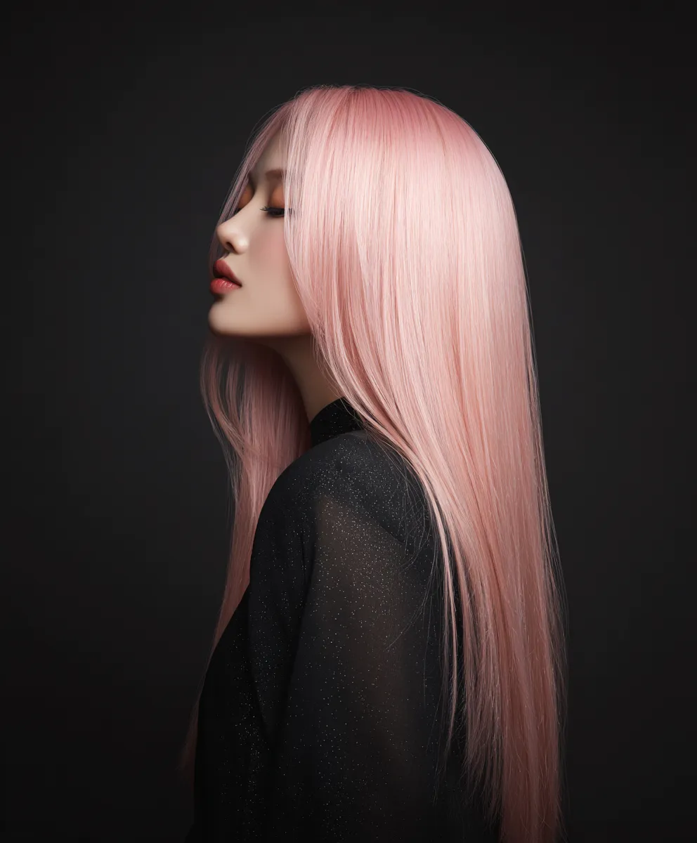 파스텔 네온 핑크 롱 스트레이트 시술 결과